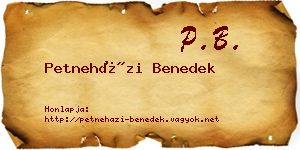 Petneházi Benedek névjegykártya